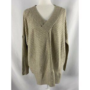 Stitchdrop oatmeal sweater women size Large cardigan 51% viscose women